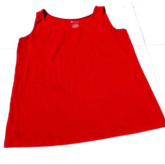 Stylus Cotton  Ribbed Scoop Neck Red Tank Size 2X - Picture 10 of 12